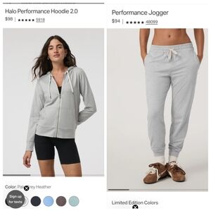 Vuori Halo Performance Hoodie and Jogger Set in Heather Gray